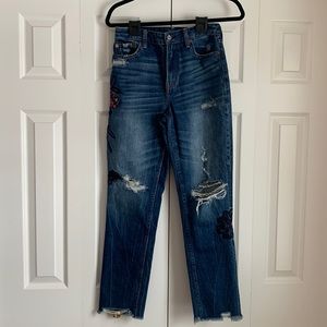 Abercrombie Floral Embroidered Jeans 26